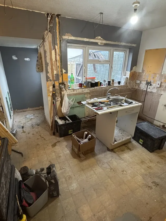 Kitchen during the initial strip-out