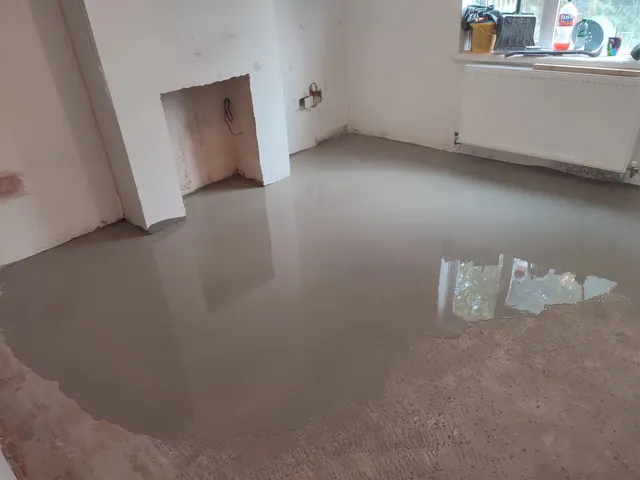 Room floor during preparation before the floor finish