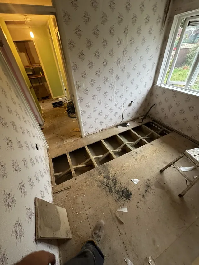 Exposed floor structure during the refurbishment
