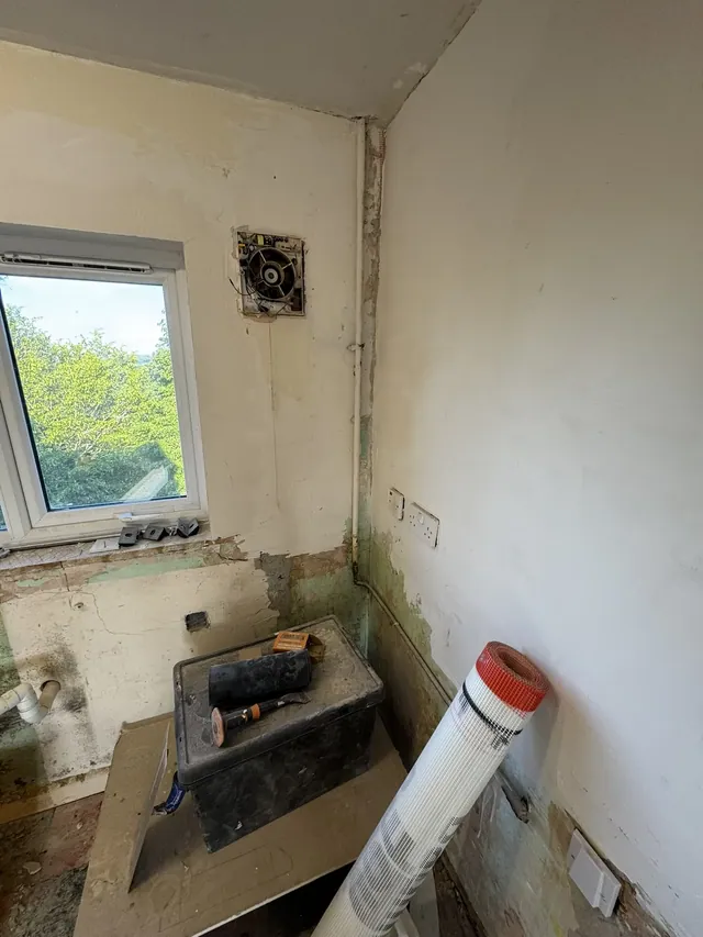 Kitchen area during initial preparation