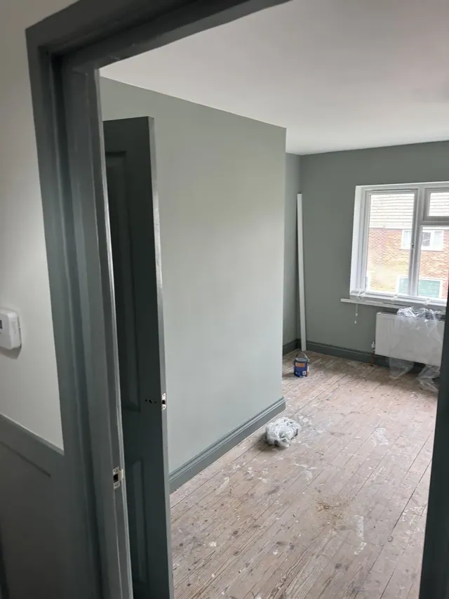 Decorated bedroom before the final carpet was fitted