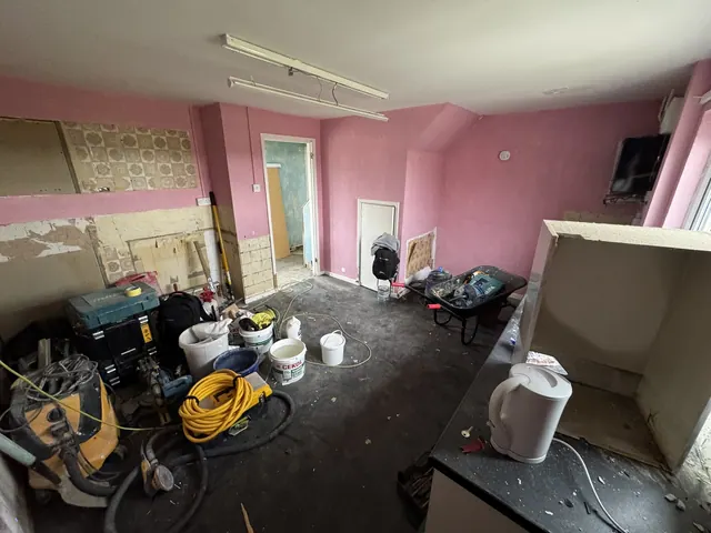 Kitchen during strip-out and early preparation