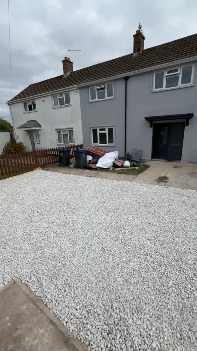 Gravelled front area and refreshed exterior at the later stage