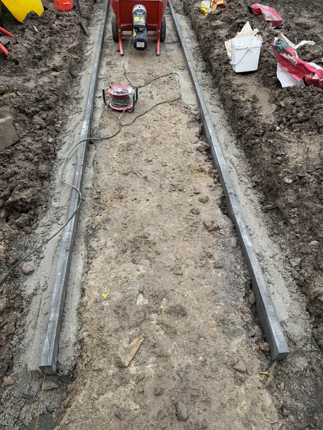 Prepared route and edging for the garden path