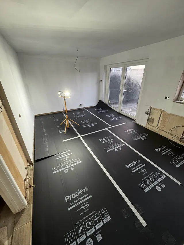 Underlay and preparation for the next stage of floor fitting